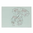 thumbnail image 1 of Umbrella Girl Cutting Board, Style Geisha Girl with Floral Details, Decorative Tempered Glass Cutting and Serving Board, in 3 Sizes, by Ambesonne, 1 of 2