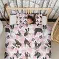thumbnail image 3 of Cute Boston Terrier Dog and Pink Love Heart Duvet Cover and Pillowcase Set for Single Bedding, Bedroom Accessories for Kids Teens, 3 of 5