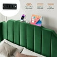 thumbnail image 5 of Amolife Full Size Upholstered Platform Bed Frame with USB Ports & Curved Velvet Wingback Headboard, Green, 5 of 9