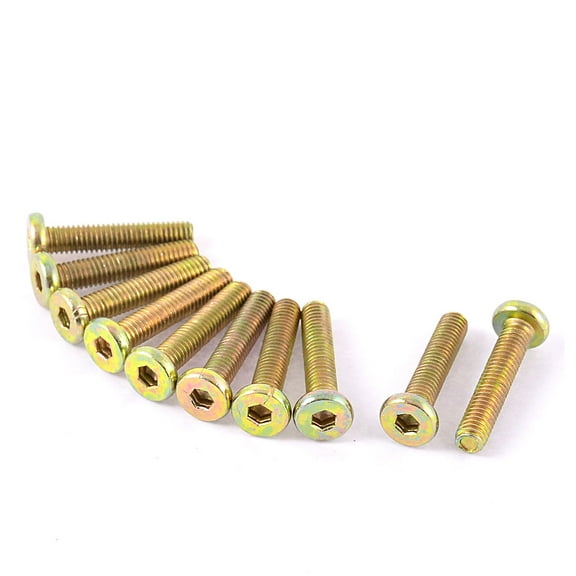 Unique Bargains M6 x 30mm Male Threaded Hex Socket Head Cap Screw Bolt Bronze Tone 10 Pcs