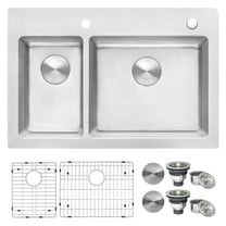 Ruvati RVM5176 Grey Stainless Steel 33 x 22 Inch Drop-in Double Bowl Sink