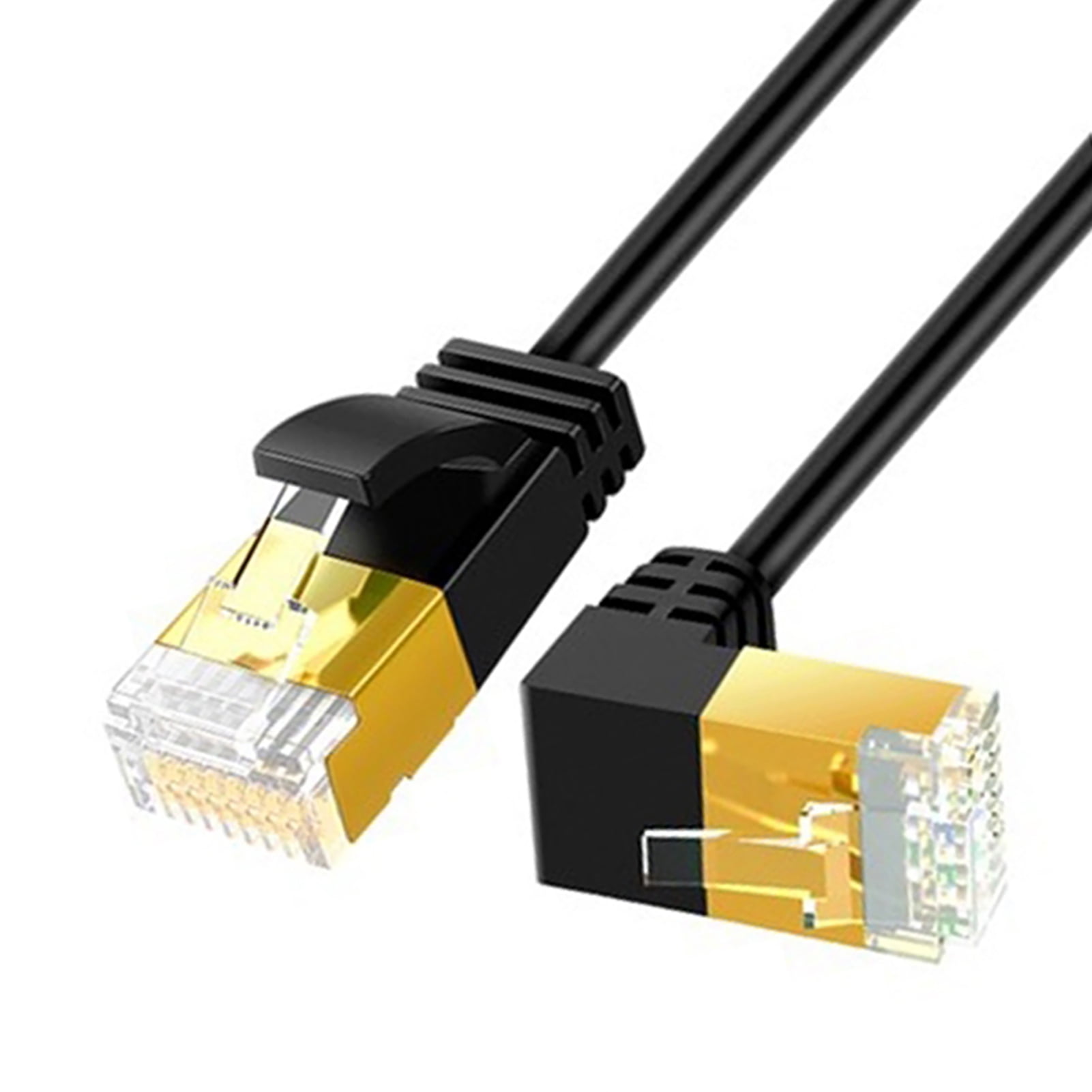 Perceptible cooperar Coche Ethernet Cable High-speed Transmission Plug Play 90 Degree Cat7 RJ45 Flat  Network Cable for Router,Black - Walmart.com