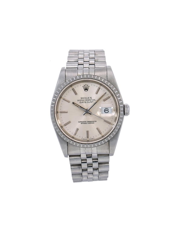 Pre-Owned Rolex Datejust 36MM 1603 Silver Dial Engine Turned Bezel Stainless Steel Jubilee Bracelet