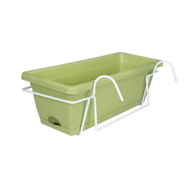 DOLITY Railing Planter Pot, Window Planter, Removable Tray, Outdoor Wall Planter, Fence Light Green