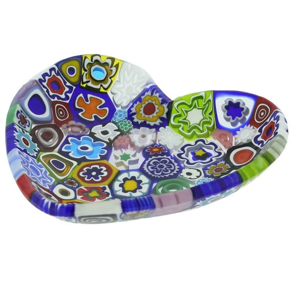 GlassOfVenice Murano Millefiori Heart Plate - Multicolor