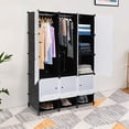 thumbnail image 2 of Cube Storage Organizer - Portable Cubes Storage Stackable Storage Shelves with Doors, Modular Closet Storage with Hanging Rod for Clothes Storage Shelves(12 Cubes), 2 of 7