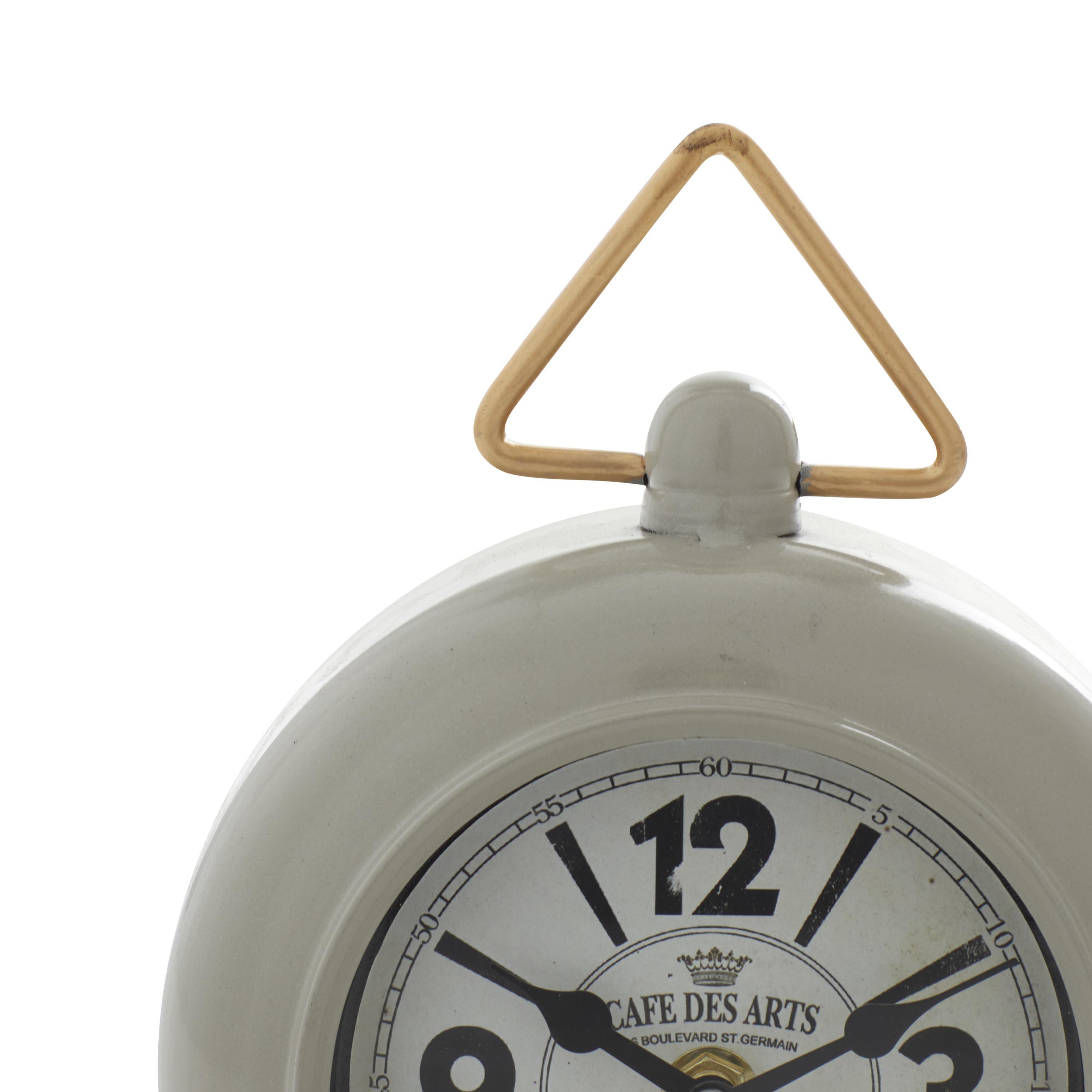 DecMode 9" Gray Metal Clock with Gold Accents