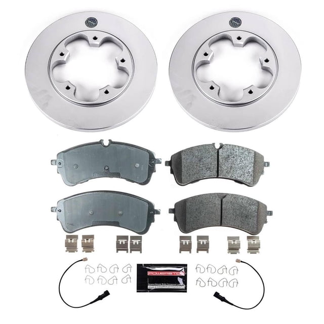 Power Stop Brake Kit CRK9057 Z17 Evolution Geomet; Ceramic Pads; 308 Millimeter Solid Front Coated Rotor; With Rotors/Brake Pads/Stainless Steel Hardware/Brake Lubricant/Pad Shims/Pad Wear Sensor
