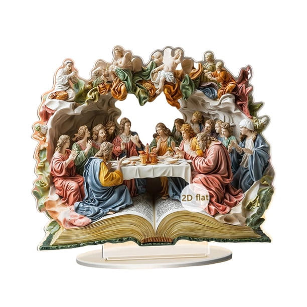 Adorno de la Última Cena, letrero acrílico 2D, manualidades, decoración de escritorio, Navidad Estilo A