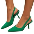 thumbnail image 4 of Women's Slingback Pointed Toe Kitten Heel Dress Pumps Low Heel Shoes Comfortable Slip On Wedding Party Bridal Shoes Green 39, 4 of 6