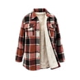 thumbnail image 4 of Womens Winter Plaid Midi Coats Fuzzy Lined Stand Up Collar Long Sleeve Button Down Coat Fashion Casual Warm Outerwear Multicolor 04 XXL, 4 of 7