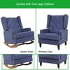 Rocking Chair Upholstered Mid Century Modern Rocker Oversized Wingback Armchair for Living Room with Two Legs Option, Navy
