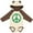 Natural & Brown w Ears, variant on Green Symbol Peace Sign Boys or Girls Long Sleeve Baby Bodysuit