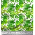 thumbnail image 1 of Soimoi White polyester Crepe Fabric Tropical Leaves Print Fabric by Yard 52 Inch Wide, 1 of 3