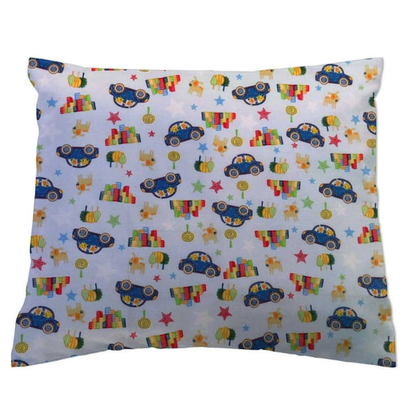 SheetWorld Crib Toddler Pillow Case, 100% Cotton Woven, Cars & Dogs, 13 x 17