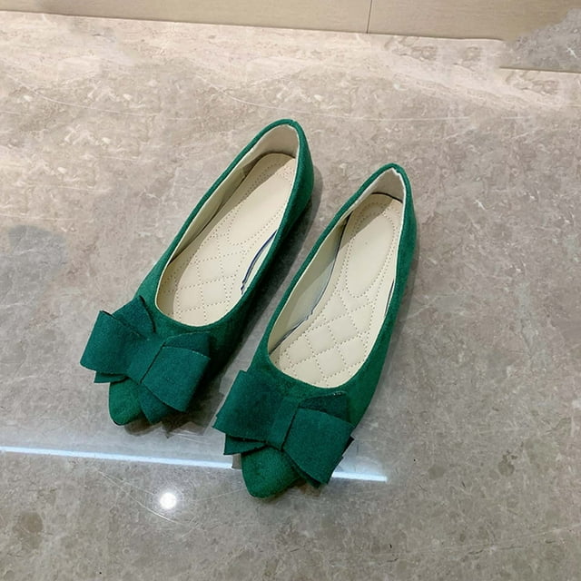 Cameland Chaussures Confortables pour Femmes Décontractées Nouvelles à Bouche Peu Profonde en Suède avec Nœud à Enfiler Chaussures Plates