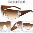 thumbnail image 4 of Y2K Sunglasses for Women Trendy Rimless Futuristic Wrap Around Sun Glasses Star Glasses Oversized Black Shades 209, 4 of 4