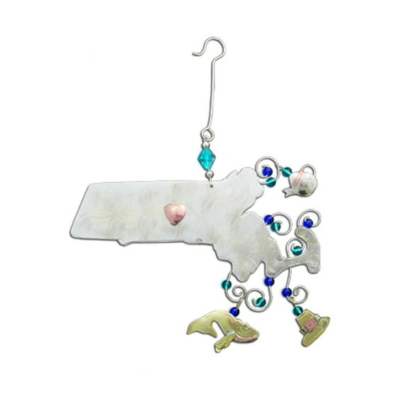 State Of Massachusetts Metal Christmas Tree Ornament Fair Trade New