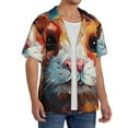 thumbnail image 2 of Fotbe Oil Painting Colorful Hamster Camisa Estampada de Manga Corta para Hombre, Casual de Verano, Estilo Playero, Sin Arrugas-4X-Large, 2 of 5