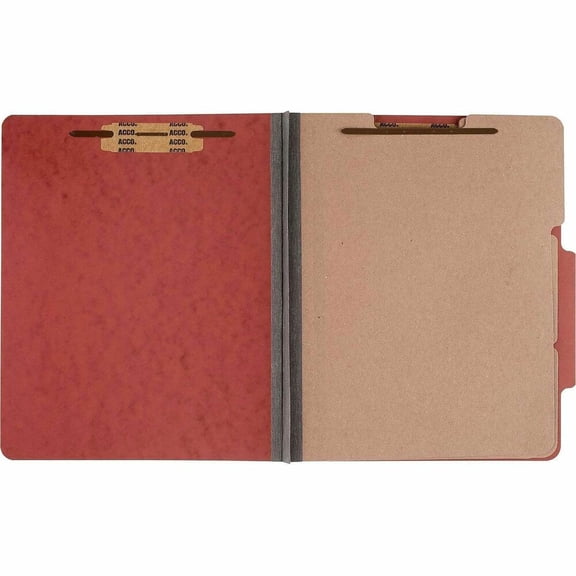 Pressboard 20-Pt Classification Folders, Letter, 8-Section, Earth Red, 10/Box
