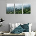 thumbnail image 2 of Green Forest Wall Art Tropical Foggy Forest Mountain Bird Contemporary Canvas Pictures Modern Artwork Framed for Bathroom Bedroom Nursery Living Room Home Office Kitchen Wall Decor 12x16 3 Pieces, 2 of 5
