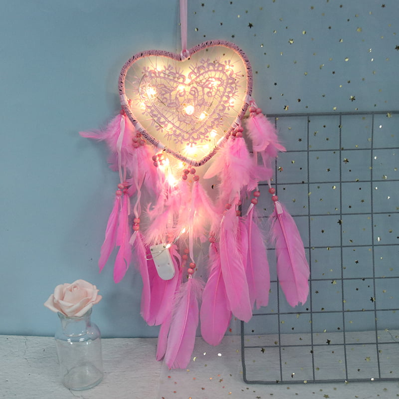 Hollow Hoop Led Light Up Dream Catcher Fairy,Dream Catcher Feather  Room Gift 