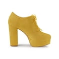 thumbnail image 3 of BLISSFUL STEP Women's Platform Block Heel Lace Up Booties Yellow 8, 3 of 7