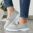 thumbnail image 4 of B91xZ Mocassin à Bout Pointu pour Femmes Largeur Grand Bout Rond Talon Bloc Chaussures, Gris 8, 4 of 5