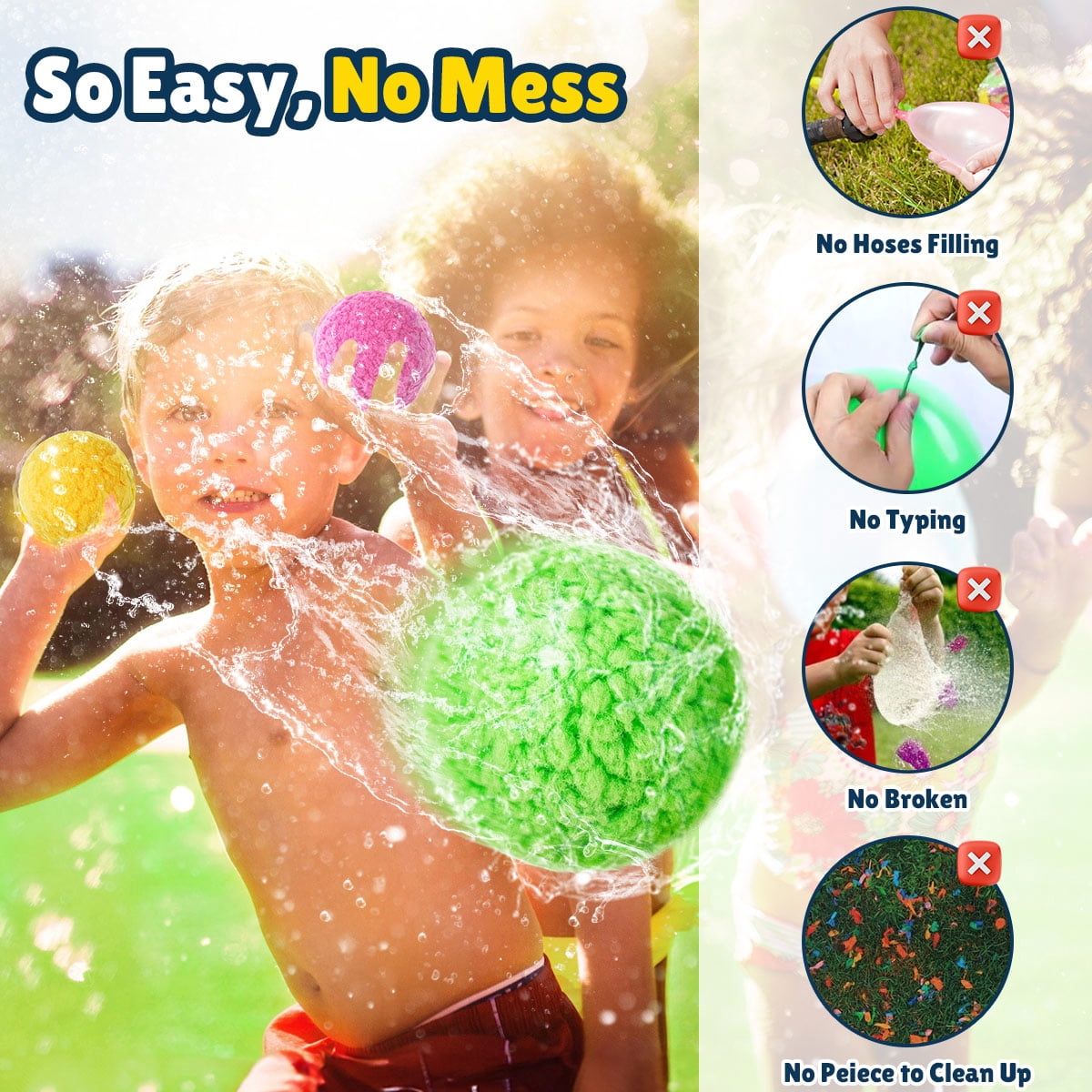 60 Pcs Reusable Water Balls, Reusable Water Balloons for Outdoor Toys and Games, Water Toys for Kids and Adults Boys and Girls - Summer Toys Ball for Pool and Backyard Fun