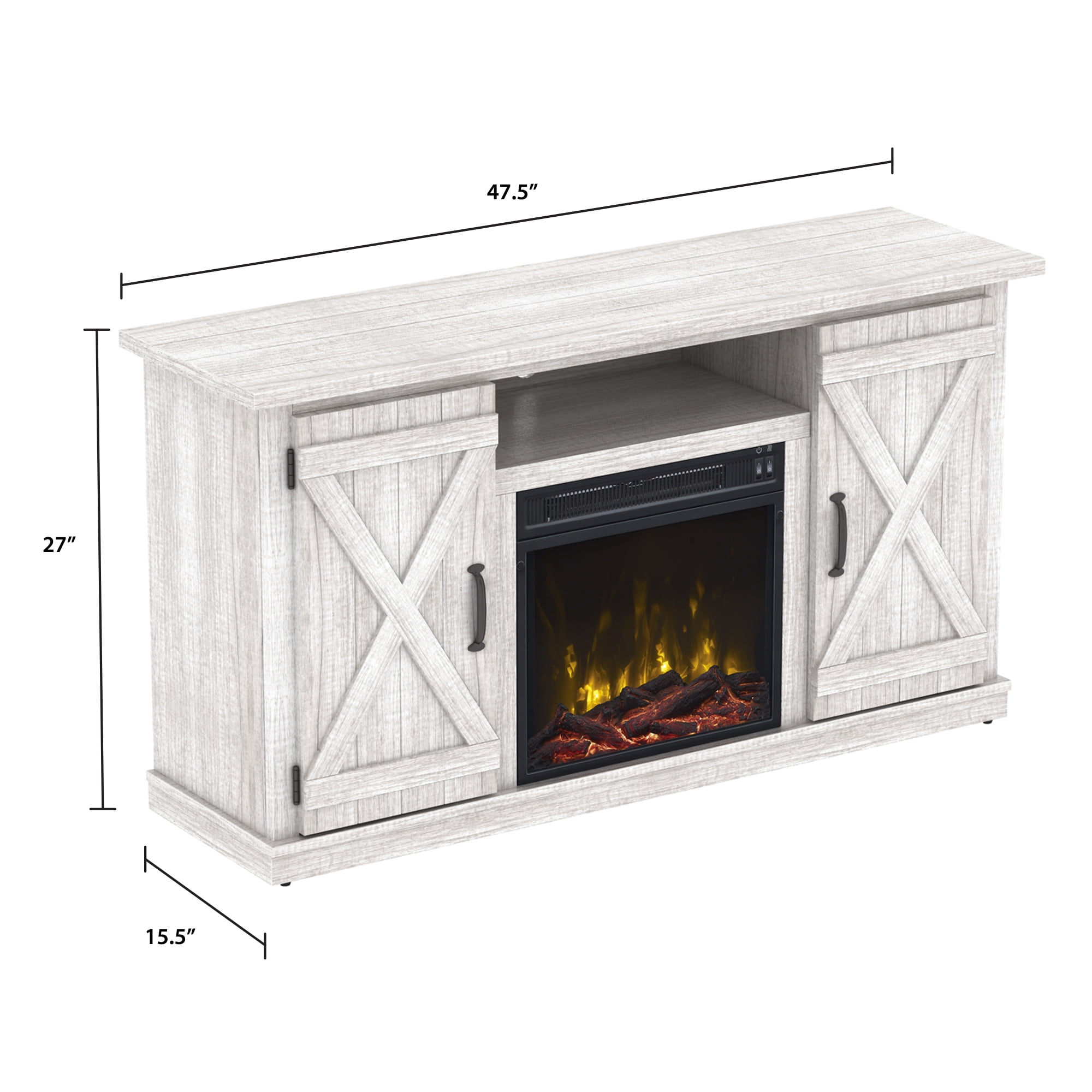 Terryville White Tv Stand For Tvs Up To 55 With Electric Fireplace