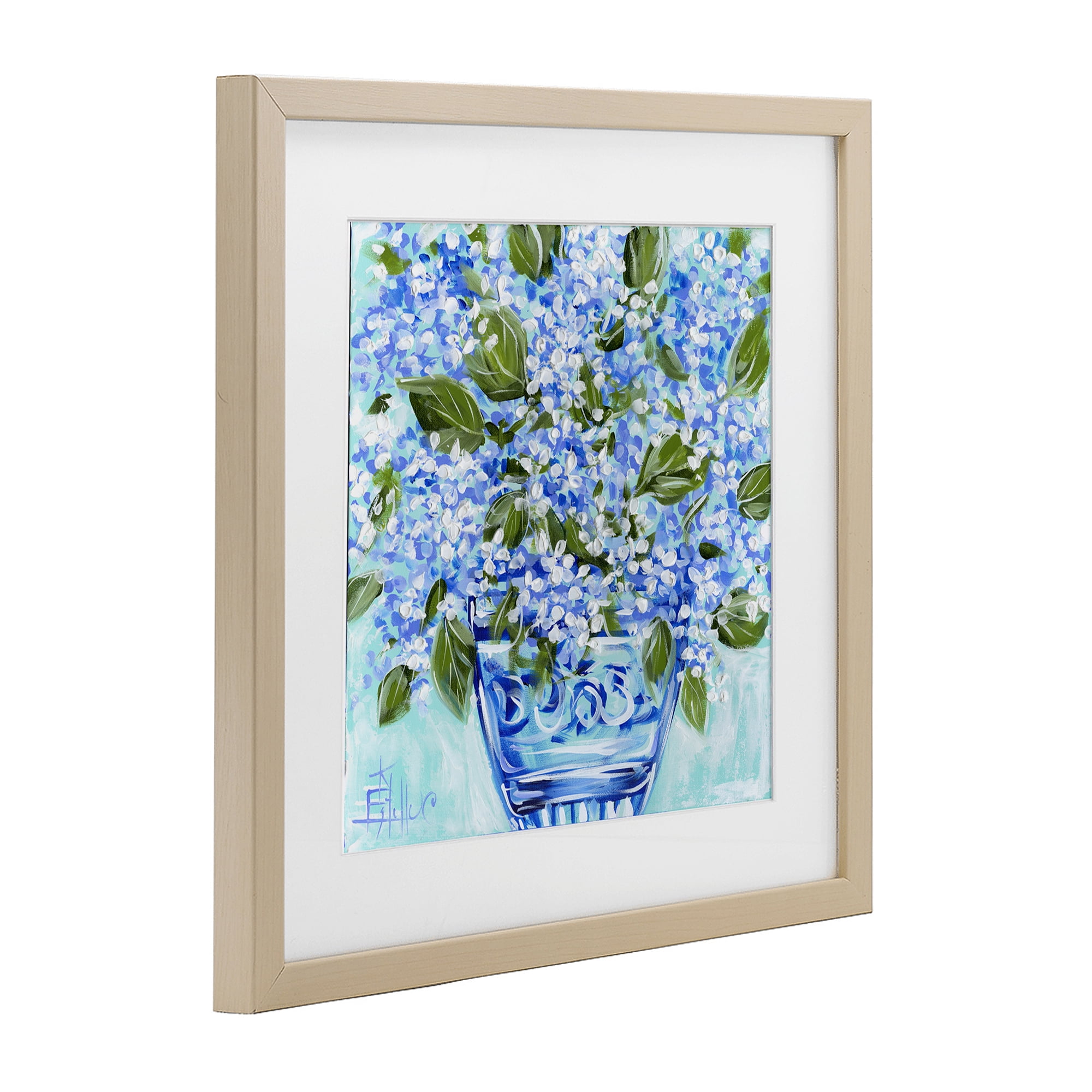 Stupell Industries Cool Bouquets in Blue Vase Birch Framed Print Under Glass, design by Estelle Grengs