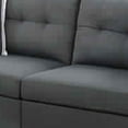 thumbnail image 4 of Glossy Polyfiber 2 Piece Sofa Set In Charcoal Gray- Saltoro Sherpi, 4 of 6