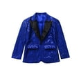 thumbnail image 3 of iEFiEL Boys Shiny Sequins Suit Jacket Blazer One Button Formal Tuxedo for Wedding Pageant Birthday Party Blue 6, 3 of 7