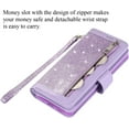 thumbnail image 4 of Wallet Case for Samsung Galaxy Note 20 5G,Magnetic Handbag Zipper Pocket PU Leather Flip with 9 Card Slots and Wrist Strap Folio TPU Inner Stand Case for Note 20 5G - Purple, 4 of 15