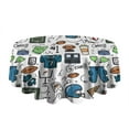 thumbnail image 5 of Blue Football Game Icons Pattern Round Tablecloth 60"x60",Wrinkle Wipeable Table Cloth for Kitchen Dining Room Picnic Patio Party, 5 of 6