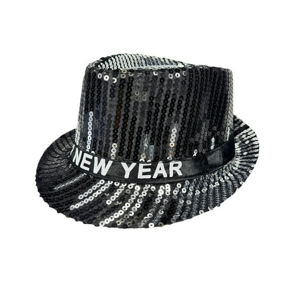 Bunenne Mardi Gras Hat Sequin Hat Men's and Women's Multi Color Sequins New Year's Jazz Hat Bucket Hat Party Hats Black One Size