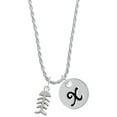 thumbnail image 1 of Delight Jewelry Silvertone Fish Bones Silvertone Script Initial Disc - X - Charm Necklace, 20"+3", 1 of 1