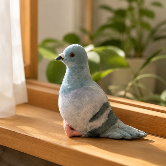 Rirozkan Realistic Pigeon Plush Toy, 8in Soft Cuddly Simulation Bird Stuffed Animal for Home Couch Pillow Decor, Blue