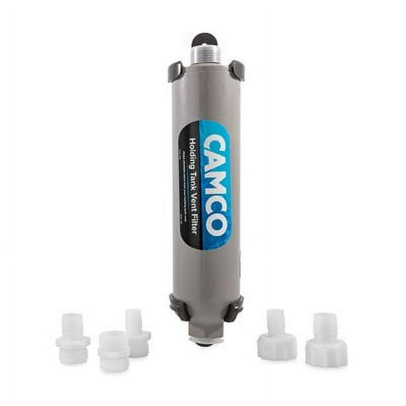 Camco Marine Filtre de Ventilation de Réservoir de Rétention des Déchets 50190 Élimine les Odeurs de Ventilation de Réservoir de Réservoir; GAC de Charbon Actif Granulaire; avec Filtre/support de Montage/raccords de Tuyau
