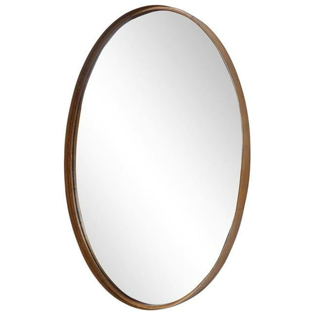 Benzara BM205007 Transitional Oval Shaped Metal Frame Wall Mirror, Gold & Silver