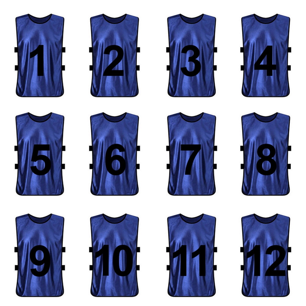 Numbered/Blank Training Vest TOPTIE Sets of 12 Soccer Pinnies #1-12, 13-24 