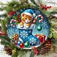 thumbnail image 2 of Letrero Hojalata Gato Navidad Metal Pintura Hierro Redonda Pared para Y Bar 30x30cm, 2 of 9