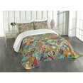 thumbnail image 3 of Ambesonne Bohemian Quilted Bedspread Set 3 Pcs, Checkered Folk, Queen Size, Multicolor, 3 of 5