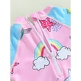 thumbnail image 6 of Toddler Kids Baby Girls One Piece Swimsuit Unicorn Print Short Sleeve Zip Up Rashguard Swimwear Bathing Suit with Hat, 6 of 6