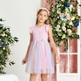 thumbnail image 5 of PatPat Girls Dresses Princess Heart Rainbow Party Dress Round Neck Tulle Dress Size 4-12, 5 of 6