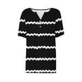 thumbnail image 4 of QATAINLAV Going Out Tops for Women Casual Button V Neck Henley Shirts Fashion Stripe Print Tshirts Loose Fit Eyelet Embroidery Short Sleeve Blouses Gifts for Girls Black S, 4 of 5