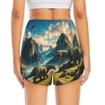 thumbnail image 3 of Picia Valley River Dinosaur Pattern Women's 2 in 1 Athletic Running Shorts High Waisted Workout Casual Gym Sweat Shorts with Comfy Liner Zipper Pockets-XX-Large, 3 of 9