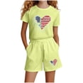 thumbnail image 2 of Amidoa Girls Summer 2 Piece Outfits Cute Floral Short Sleeve and Casual Shorts Kids Clothing Set Green Size 5T, 2 of 5