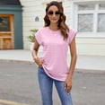 thumbnail image 5 of AKOEE Summer Dressy Tops for Women Cap Sleeve Tank T Shirts Crew Neck Loose Fit Solid Color Casual Pullover Tees (X-Large, Pink), 5 of 5
