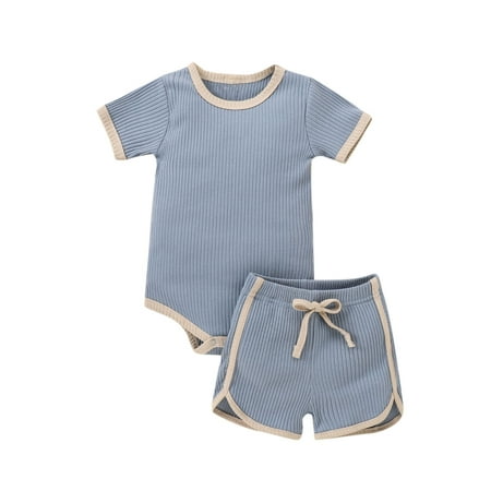 

Infant Newborn Baby Girl Boy Summer Solid Romper Tops Shorts Pants Casual Outfits Set Fashion Children s Suit